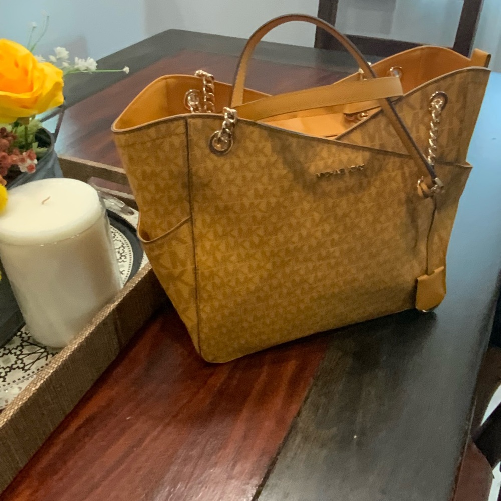 Michael Kors Gold and Tan Signature Tote